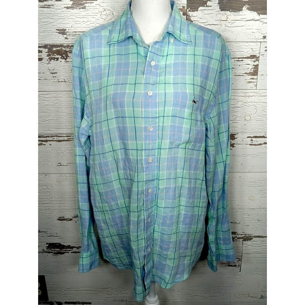 VINEYARD VINES Classic Fit Tucker Button Down Shirt Blue Fin Sz M EUC